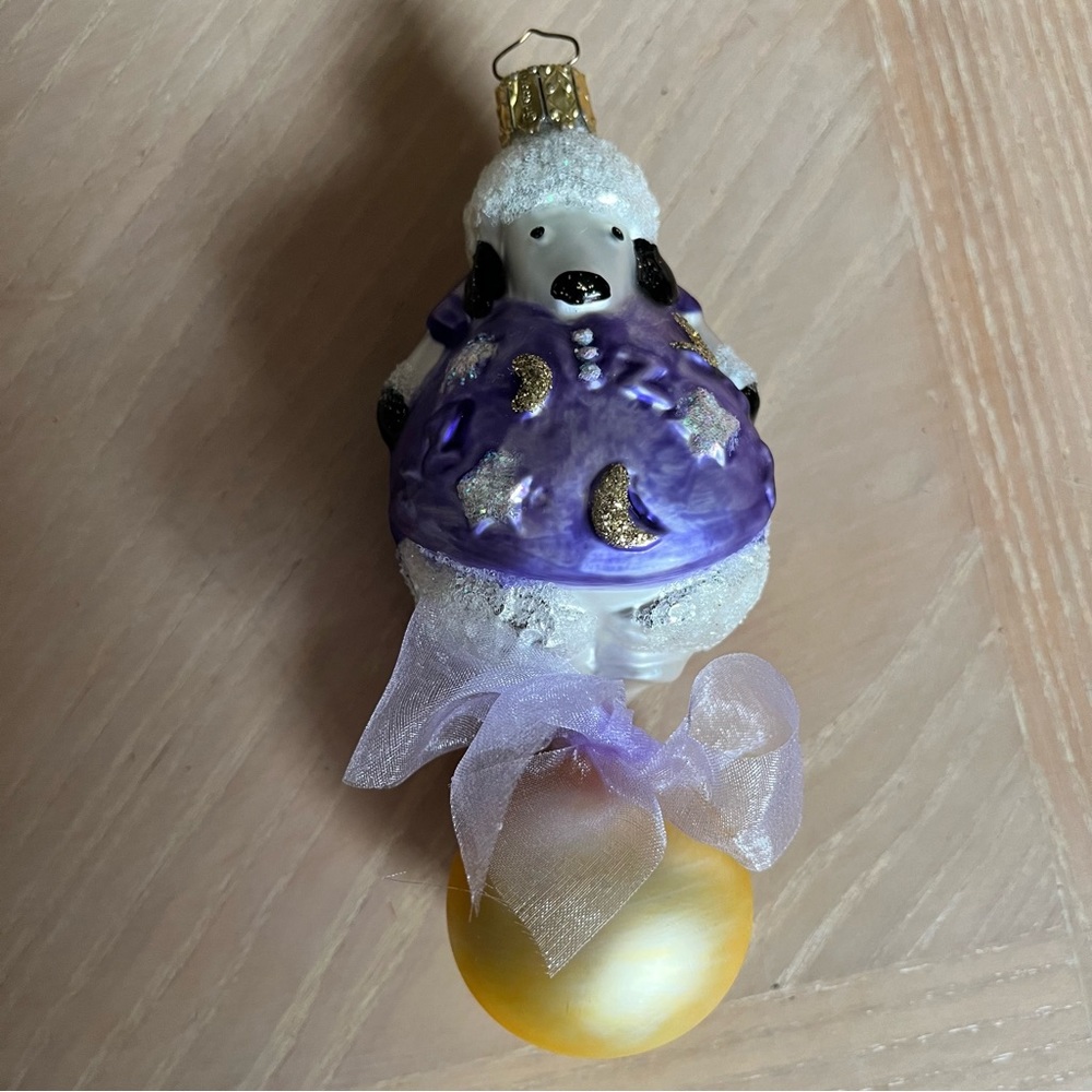 CHRISTBORN Vintage Dog in Purple Sweater Christmas Holiday Glass Ornament